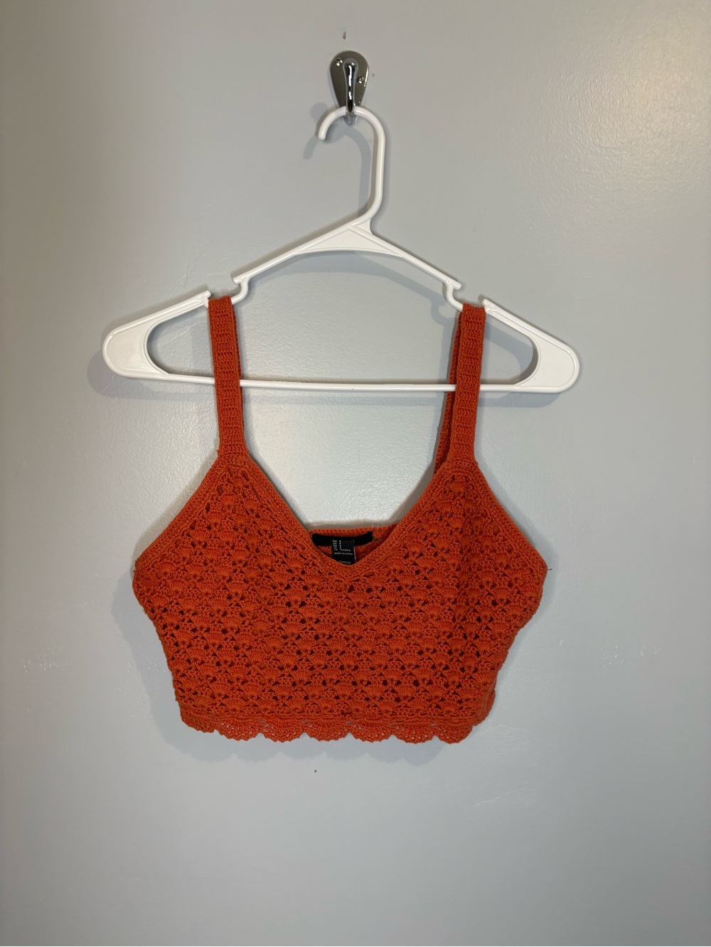 Forever 21 Orange Rust Crochet Bralette Top Cropped Festival Summer Boho Concert